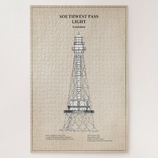 Puzzle Phare de Southwest Pass - Louisiana - SBD (Vertical)