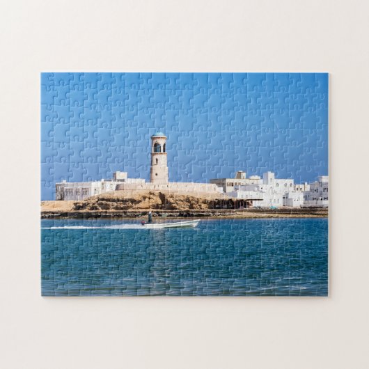 Puzzle Phare de Sur avec bateau de pêche - Sur, Oman (Horizontal)