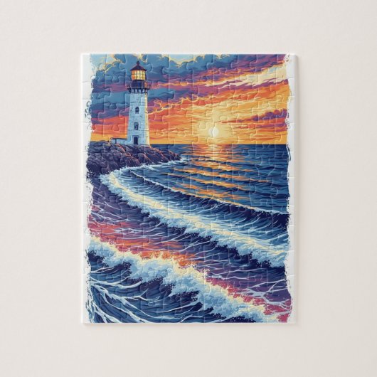 Puzzle Phare du ciel de coucher de soleil (Vertical)