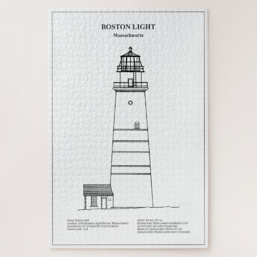 Puzzle Phare Lumière de Boston - Massachusetts - BD (Vertical)