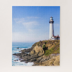 Puzzle Phare sur la colline bleu ciel maison blanche océa