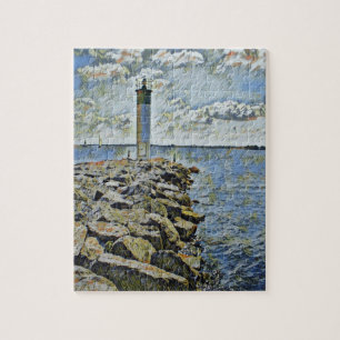 Puzzle Phare sur la rive du lac