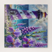 Puzzle Phare violet avec Foxglove & Iris Personnalisé (Horizontal)
