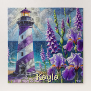 Puzzle Phare violet avec Foxglove & Iris Personnalisé