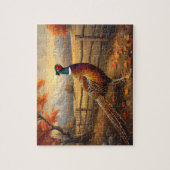 Puzzle Pheasant Bird Autumn Mountain Sunset Painting (Vertical)