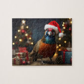 Puzzle Pheasant portant chapeau santa (Horizontal)