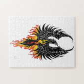 Puzzle Phénix Ardente Oiseau de Feu Tribal Noir Flammes (Horizontal)