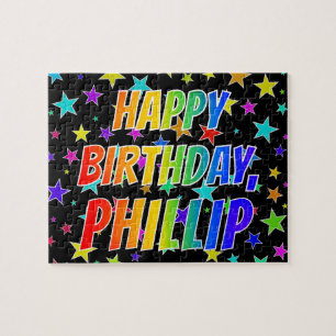 Puzzle "PHILLIP" Prénom, Amusant "HEUREUX ANNIVERSAIRE"