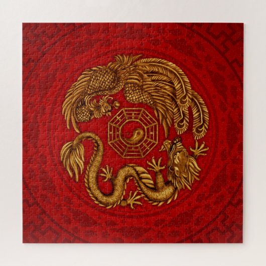 Puzzle Phoenix and Dragon with bagua #4 (Horizontal)