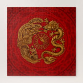 Puzzle Phoenix and Dragon with bagua #4 (Vertical)