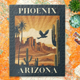 Puzzle Phoenix Arizona Retro Travel Poster