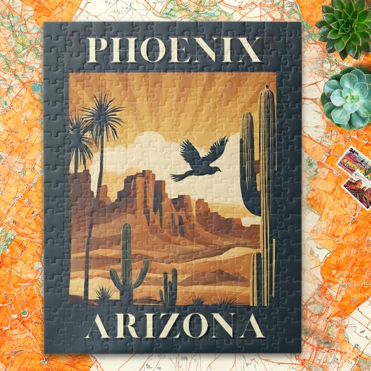 Puzzle Phoenix Arizona Retro Travel Poster