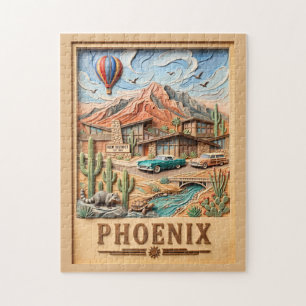 Puzzle Phoenix Arizona Road Trip Voyage Texturé Vintage