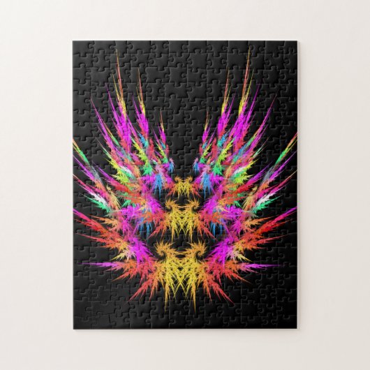 Puzzle Phoenix - art fractal coloré sur noir (Vertical)