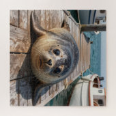 Puzzle Phoque Mignon Allongé sur un Quai de Ponton de l'O (Horizontal)