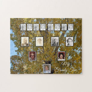 Puzzle Photo arbre de famille avec feuilles d'automne Jig
