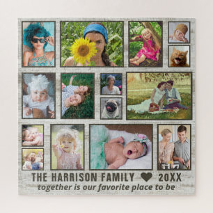 Puzzle Photo Collage Bois rustique Personnalisé Famille C