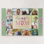 Puzzle Photo Collage Bordure Maman Citation Vert Floral (Horizontal)