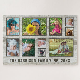 Puzzle Photo Collage Grain de bois rustique Photos famili