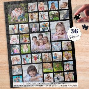 Puzzle Photo Collage Nom de famille ou titre noir