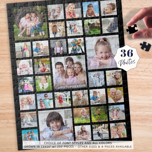 Puzzle Photo Collage Nom de famille ou titre noir
