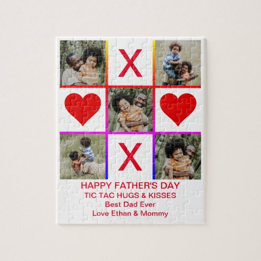 Puzzle Photo Collage Tic Tac Toe Hugs Baisers Pères SM (Vertical)
