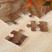 Puzzle Photo de chat Tabby orange avec cadre de fleurs (Côté)