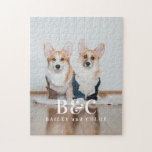 Puzzle Photo de chien animal de compagnie personnalisée a<br><div class="desc">Photo de chien animal de compagnie personnalisée avec des noms Jigsaw Puzzle</div>