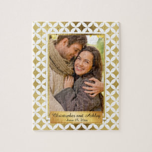 Puzzle Photo de Couple Élégant Or et Blanc
