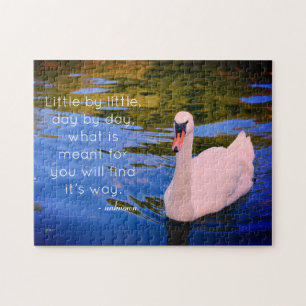 Puzzle Photo de cygne blanc avec citation motivationnelle
