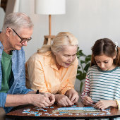 Puzzle Photo de famille collage calligraphie texte blanc