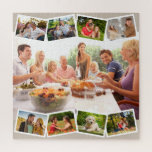 Puzzle Photo de famille Collage Zigzag Photo Carré<br><div class="desc">Créez votre propre puzzle avec votre propre texte personnalisé et quelques-unes de vos photos de famille préférées. Le modèle est prêt pour vous à ajouter jusqu'à neuf photos différentes. La photo principale sera utilisée comme arrière - plan et les 8 photos restantes seront disposées dans une bande photo en zigzag...</div>