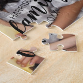 Puzzle Photo de famille moderne noir Nom et date du scrip (Côté)