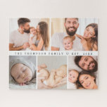 Puzzle Photo de famille personnalisée Collage année perso<br><div class="desc">Créez un grand puzzle personnalisé avec un collage familial de 5 photos pour un cadeau mémorable et attrayant. Ce puzzle personnalisé présente cinq de vos photos de famille préférées dans une belle mise en page de galerie, apportant joie et nostalgie pendant que vous le montez ensemble. Idéal pour les réunions...</div>