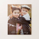 Puzzle Photo de famille Script moderne Monogramme Nom 11x (Vertical)