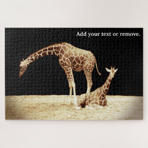 Puzzle Photo de girafes africaines teintée de brun graphi
