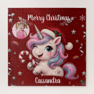 Puzzle Photo de Licorne de Noël Magique et Mignonne en Ro