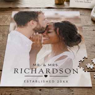Puzzle Photo de mariage personnalisé M. et Mme Moderne