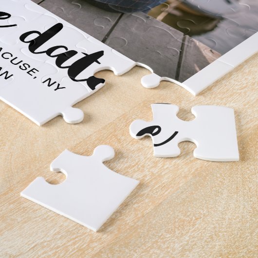 Puzzle Photo de script blanc Enregistrer la date Noir (Côté)