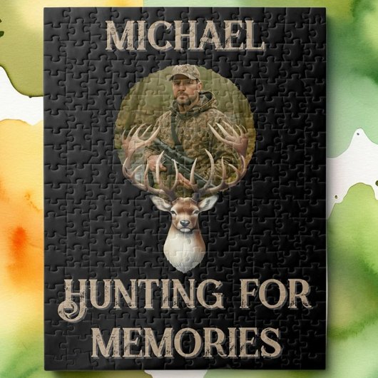 Puzzle Photo de souvenirs de chasse rustique avec bois de