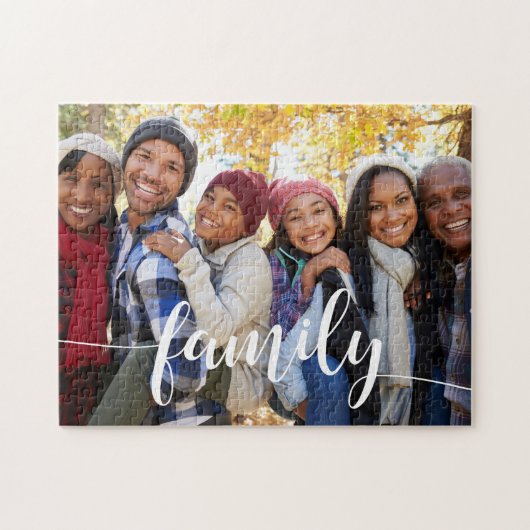 Puzzle Photo de superposition de script de famille (Horizontal)