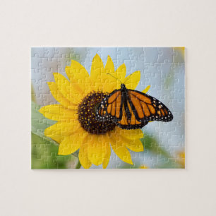 Puzzle Photo de tournesol de papillon Monarque coloré