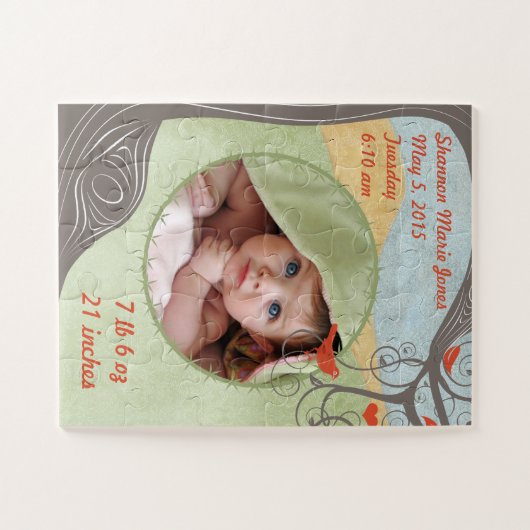 Puzzle Photo de votre bébé et statistiques de naissance F (Horizontal)