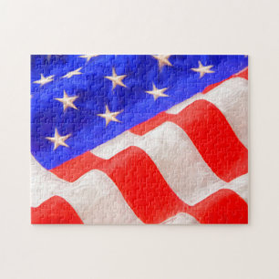 Puzzle photo du drapeau américain 11x14 avec coffr