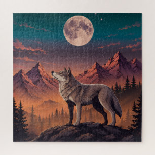 Puzzle Photo d'un loup au clair de lune   Faune Nature W