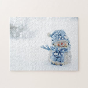 Puzzle Photo d'un mignon bonhomme de neige en hiver - Noë