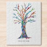 Puzzle Photo Et Texte Personnalisés Arbre Coloré Personna<br><div class="desc">Ce puzzle élégant est décoré d'un arbre en mosaïque de couleur arc-en-ciel. Customisez-le avec un nom ou une citation inspirante. Mosaïque originale © Michele Davies.</div>