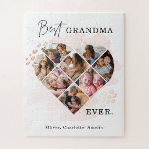 Puzzle Photo Family Best Grandma Ever Heart Shape 8