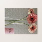 Puzzle Photo Happy Gerbera Rose Flower +Custom Name (Horizontal)