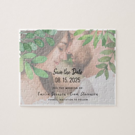 Puzzle Photo Mariage Enregistrer La Date Invitation (Horizontal)